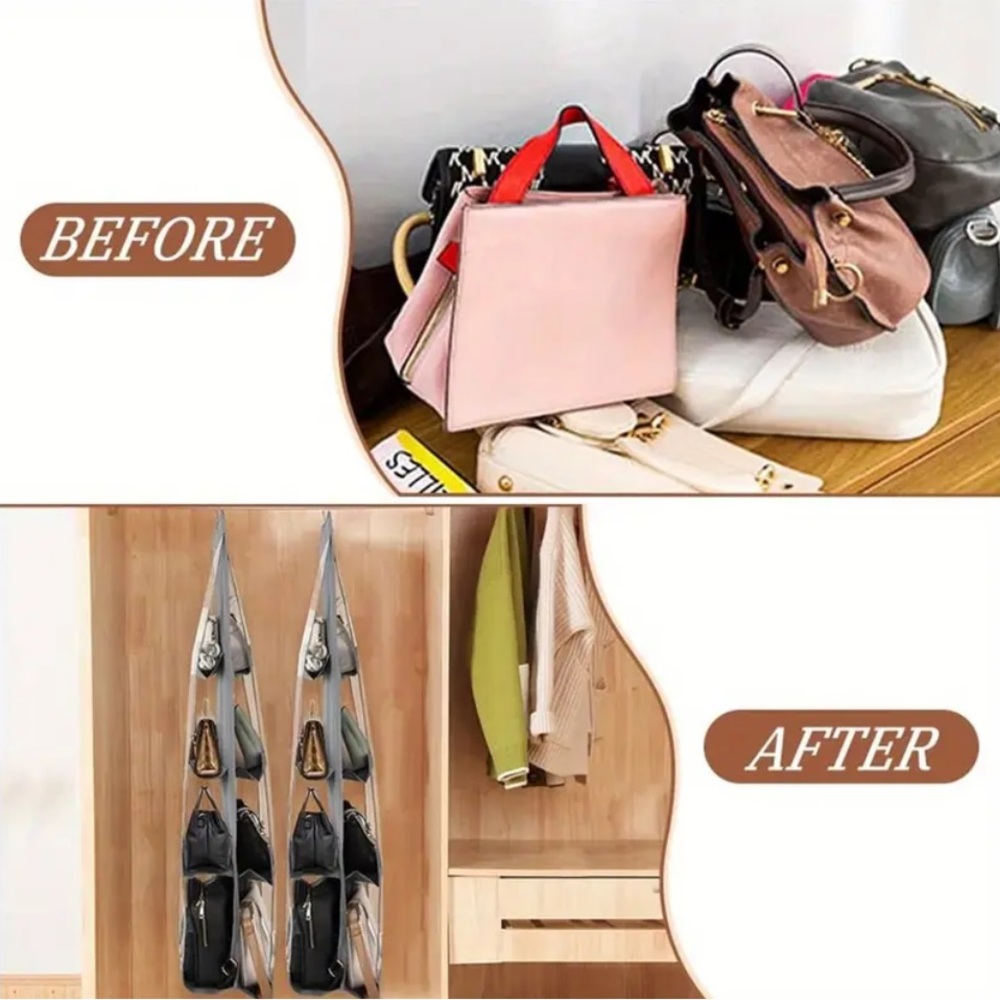 2 pack 8 Pocket Bag Organizer With Hanger Black - Picture 15 of 17